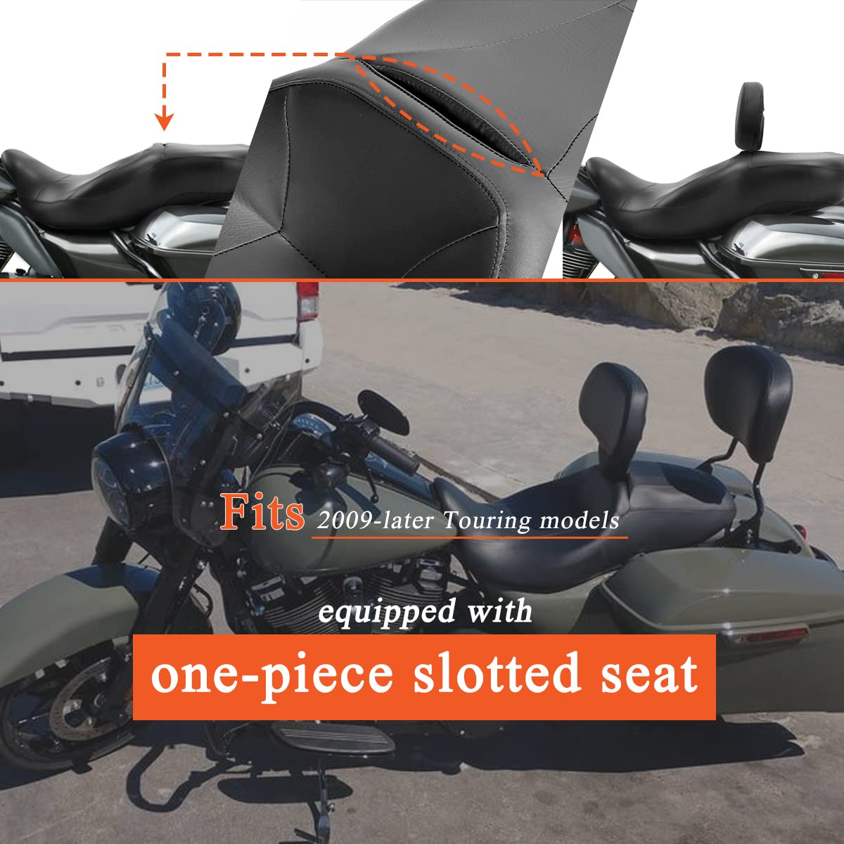 Fovplue Adjustable Rider Backrest, Detachable Plug-In Driver Backrest Pad W/Mounting Kit For Harley Touring 2009-2024,Cvo Road Glide Street Glide Tri Glide Flhtk/L Electra Glide Road King,Black